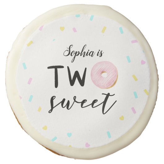 Cute 2nd Birthday Two Sweet Donut Sugar Cookie (Front)