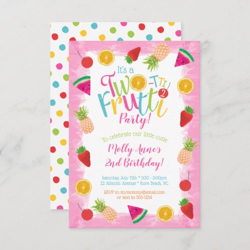 Cute 2nd Birthday Two_tti Frutti Fruits Invitation