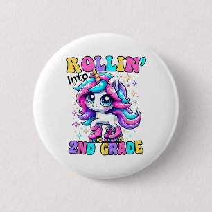 Cute 2nd Grade Back To School Unicorn First Day Of Button