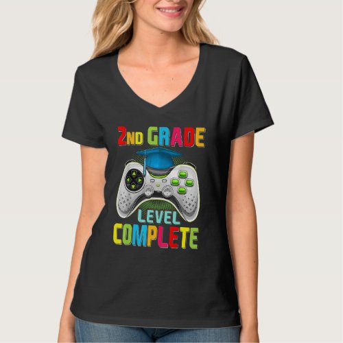 Cute 2nd Grade Level Complete Gamer Graduation Vid T_Shirt