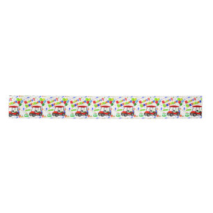 Cute 2st Birthday Red Golf Cart Boy's Satin Ribbon