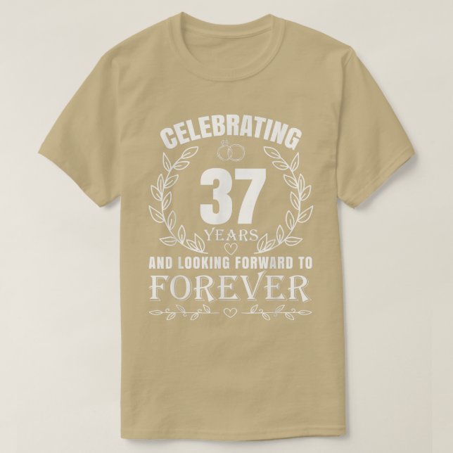 Cute 37th Wedding Anniversary for Couples Married  T-Shirt (Design Front)