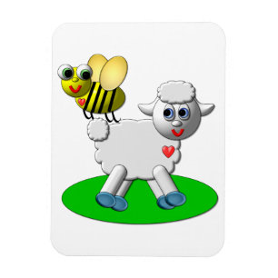 Cute 3-D Look Bee and Lamb Magnet