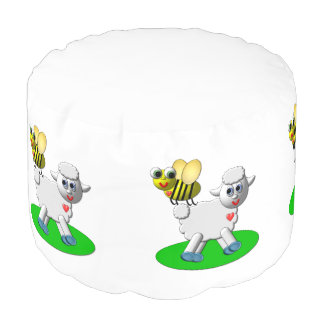 Cute 3-D Look Bee and Lamb Pouf