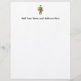 Cute 3-D Look Monkey with a Grapevine Jump-Rope Letterhead