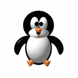 Cute 3-D Look Perky Penguin Cutout