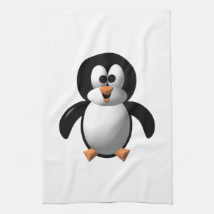 Cute 3-D Look Perky Penguin Kitchen Towel
