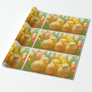 Cute 3 Easter Chicken Collection Wrapping Paper