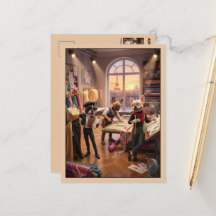 Cute 3D Anthropomorphic French Bulldog Postcard
