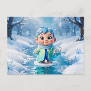 Cute 3D Aquarius Zodiac Character Postcard