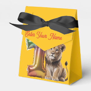 Cute 3D Baby Lion 1st Birthday Yellow Favor Box