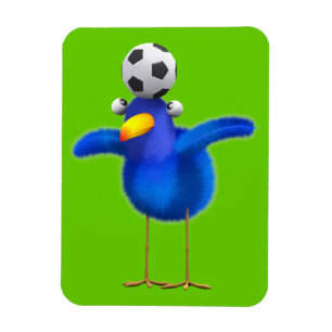 Cute 3d Bird plays Football (editable) Magnet