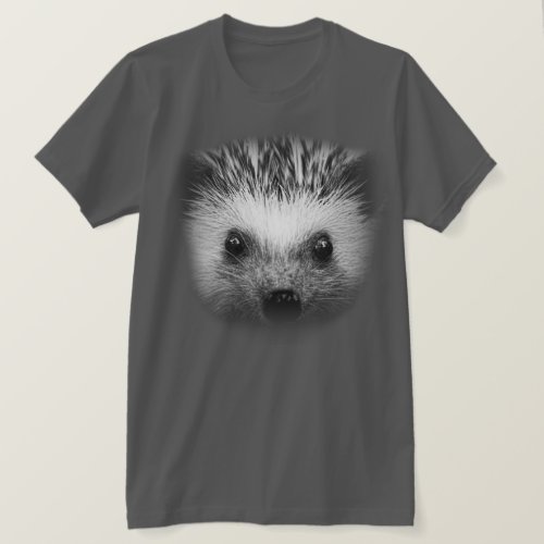 Cute 3D Black and White Hedgehog Face T_Shirt