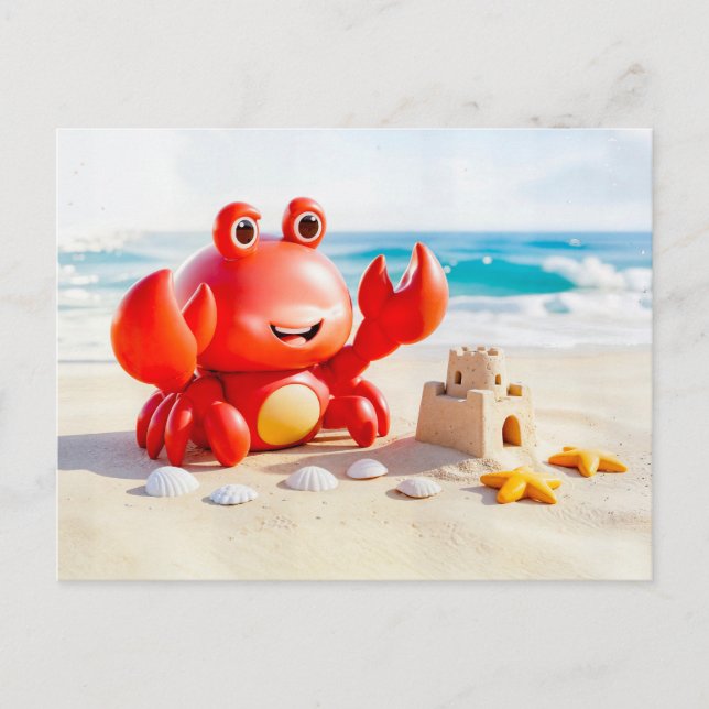 Cute 3D Cancer Zodiac Crab Postcard (Front)