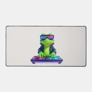 Cute 3D Cartoon Cyberpunk DJ Tree Frog Gaming Desk Mat