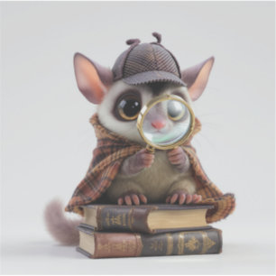 Cute 3D Cartoon Detective Sugar Glider Vinyl Stick Sticker