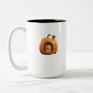 Cute 3D Cartoon Pumpkin House Hedgehog Cottagecore Two-Tone Coffee Mug