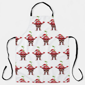 Cute 3D Christmas Cherry Fruit Pattern Apron
