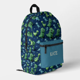 Cute 3D Dinosaur Pattern Navy Blue Personalized Ki Printed Backpack