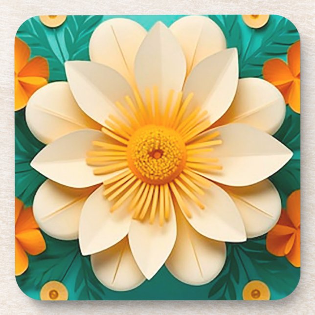 Cute 3d flowers beverage coaster (Front)
