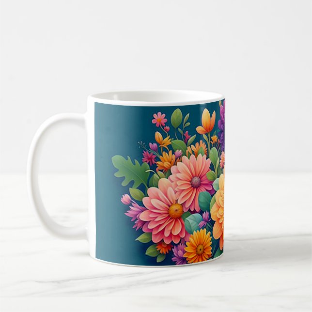 Cute 3d flowers coffee mug (Left)