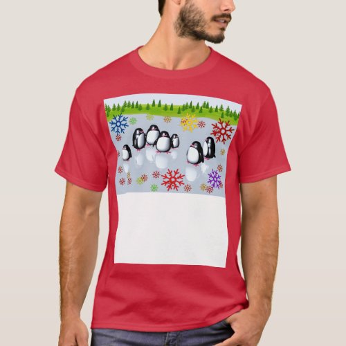 Cute 3D graphic penguins on ice T_Shirt