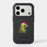**Cute 3D Green Alien in Santa Hat with Hot Chocol iPhone 17 Pro Case