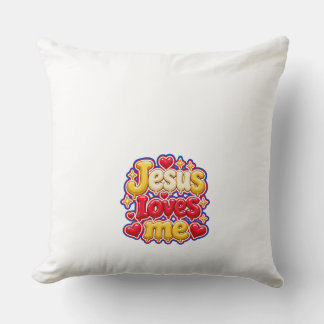 Cute 3D Jesus Loves Me Bubble Letters Throw Pillow