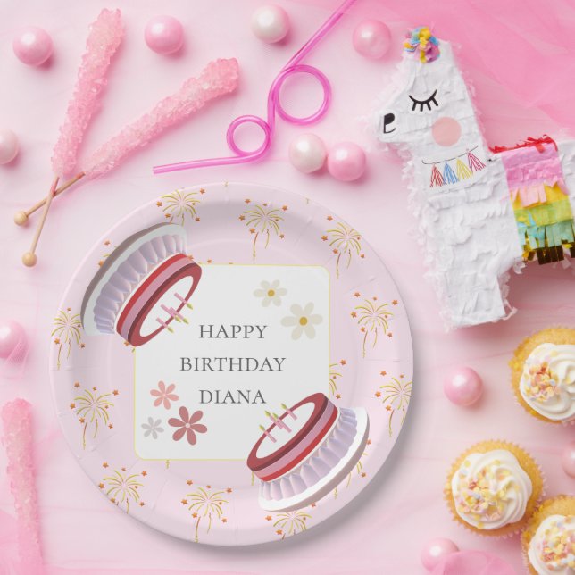 Cute 3d Layred Dessert Artwork Girl Birthday  Paper Plates (Party)