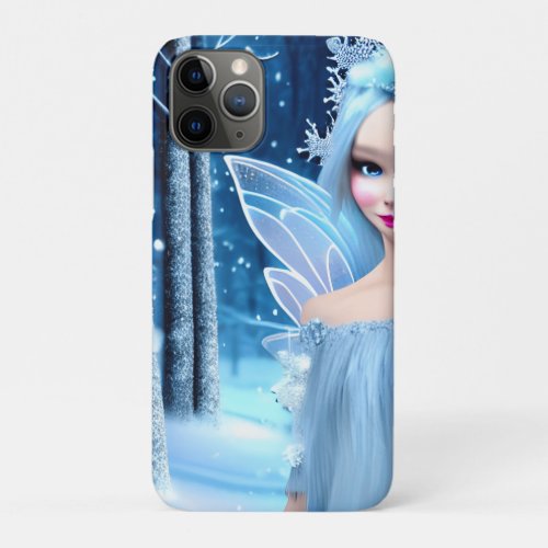 Cute 3d light blue Winter Fairy in the Forest iPhone 11 Pro Case