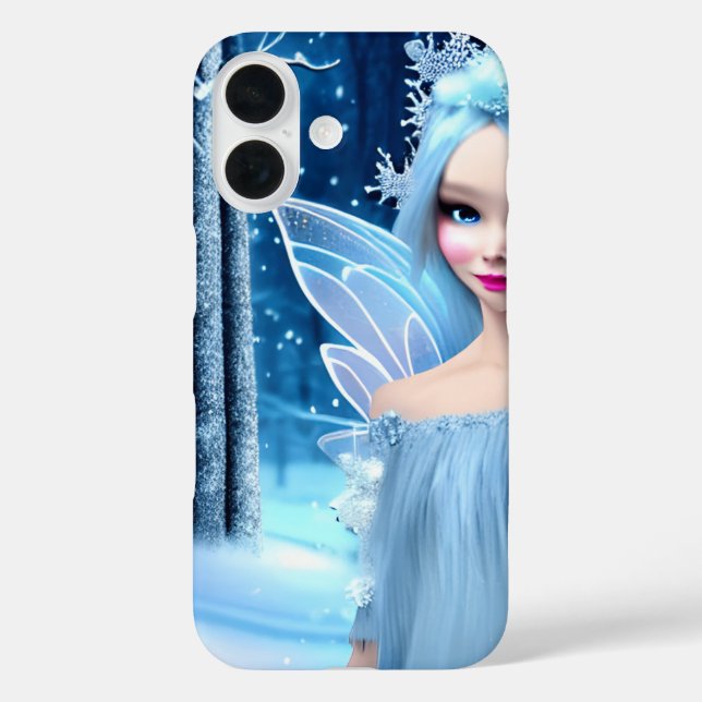 Cute 3d light blue Winter Fairy in the Forest Case-Mate iPhone Case (Back)