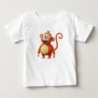 Cute 3D Orange Cartoon Monkey Character Baby T-Shirt