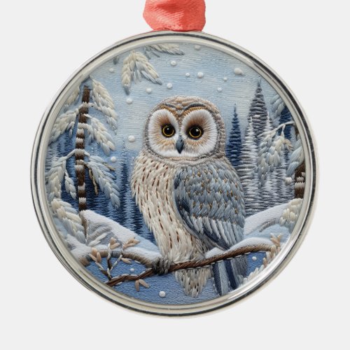 Cute 3D Owl in Winter Chirstmas  Metal Ornament