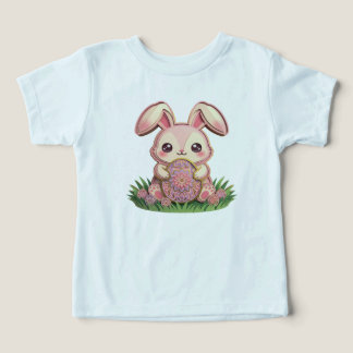Cute 3D Paper Cut Pink Easter Bunny with Mandala E Toddler T-shirt