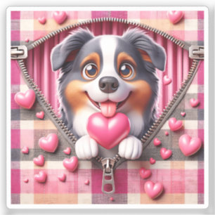 Cute 3D Puppy in a Pink and White Background (21) Sticker