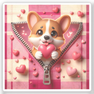 Cute 3D Puppy in a Pink and White Background (24) Sticker