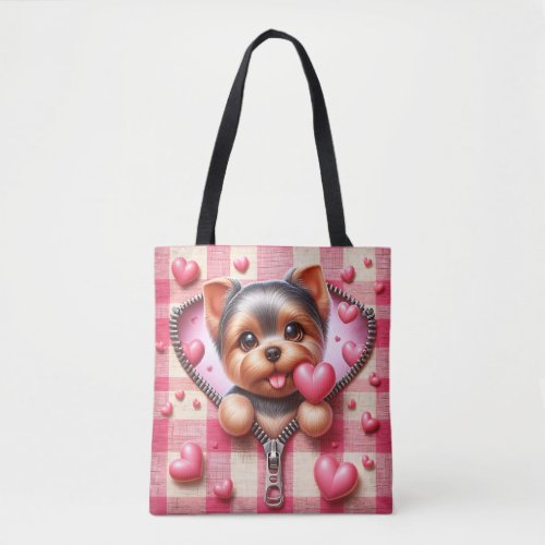 Cute 3D Puppy in a Pink and White Background 5 Tote Bag