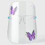 Cute 3D Purple Butterflies Watercolor Monogram Face Shield
