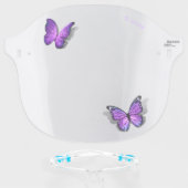 Cute 3D Purple Butterflies Watercolor Monogram Face Shield (Front w/Glasses)