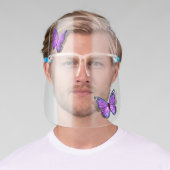 Cute 3D Purple Butterflies Watercolor Monogram Face Shield (Insitu)