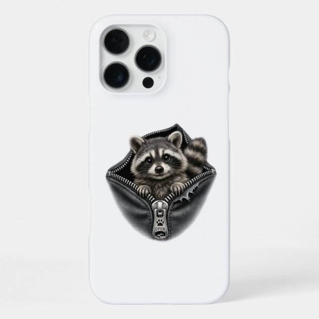 Cute 3D Raccoon in Pocket Phone Case (Back)