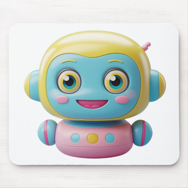 Cute 3D Robot Mouse Pad – Kawaii AI Tech Buddy (Front)