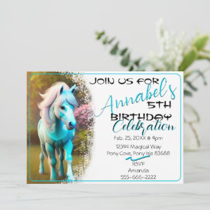 Cute 3D Spirit Pony 25 Birthday Invitation