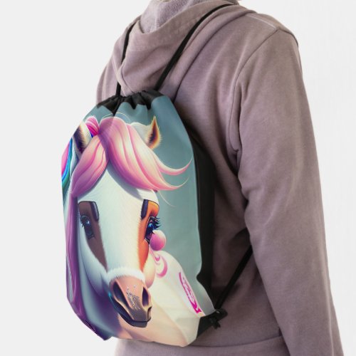 Cute 3d Spirit Pony 2 Drawstring Bag