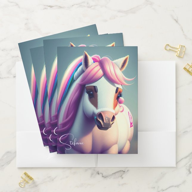 Cute 3d Spirit Pony 2 Pocket Folder (In Situ)