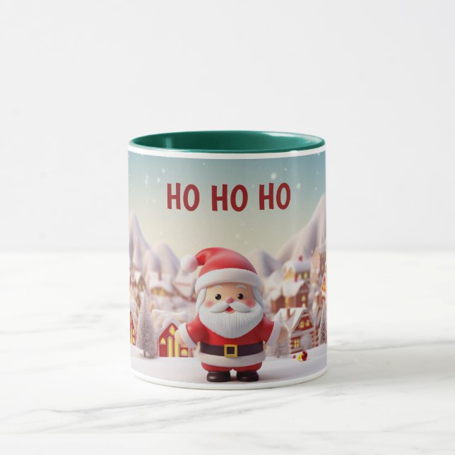 Cute 3D Style Santa In the Town Personalized Mug (Center)