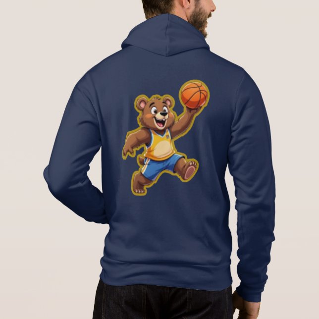 Cute 3D Teddy Bear Playing Basketball – Adorable S Hoodie (Back)