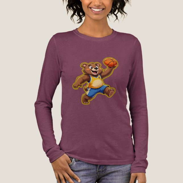 Cute 3D Teddy Bear Playing Basketball – Adorable S Tri-Blend Shirt (Front)