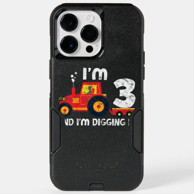  Cute 3rd Birthday Boy Tractor Farmer   3 Year Old Otterbox iPhone Case (Back)