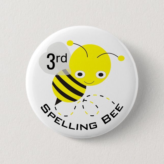 Cute 3rd Place Spelling Bee Button for Kids (Front)